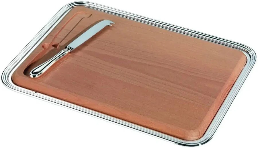 Rectangular cheese dish and knife